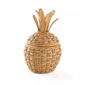 Serena & Lily Woven Rattan Pineapple Basket in Natural Tan